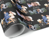 Aangepaste foto Mr & Mrs Wedding Black Cadeaupapier (Rol Hoek)