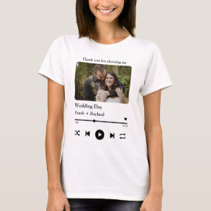 Aangepaste foto-muzieklied-afspeellijst voor koppe t-shirt