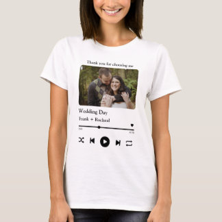 Aangepaste foto-muzieklied-afspeellijst voor koppe t-shirt