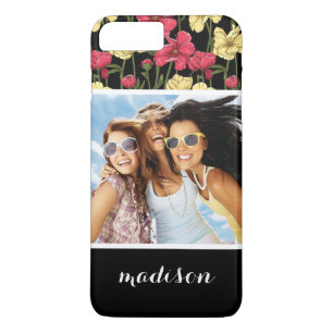 Aangepaste foto & naam Elegant bloempatroon 2 iPhone 8 Plus / 7 Plus Hoesje