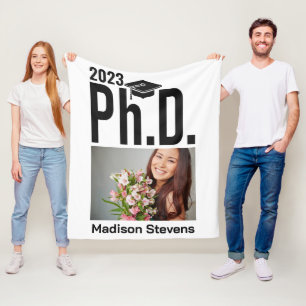 Aangepaste foto, naam en jaar doctoraat fleece deken