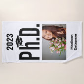 Aangepaste foto, naam en jaar doctoraat strandlaken (Voorkant)