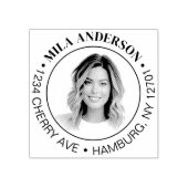 Aangepaste foto, naam en retourhouten adres  	rubberstempel (Afrduk)