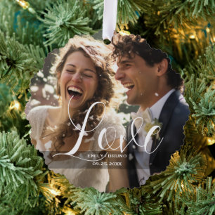 Aangepaste foto, naam en tekst ornament kaart