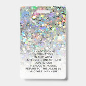 Aangepaste foto Naam Holographic Glitter Personeel Badge (Back)