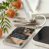 Aangepaste foto Naam Monogram tekst Acrylrec 1-sid Sleutelhanger (Voorkant Rechts)