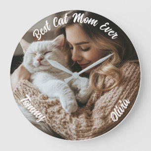 Aangepaste Foto & Naam Muur Klok – Cadeau voor Kat