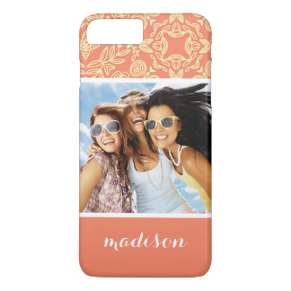 Aangepaste foto & naam op vintage achtergrond iPhone 8 plus / 7 plus hoesje