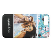 Aangepaste foto & naam textuur lachende schedel Case-Mate iPhone case (Achterkant (Horizontaal))