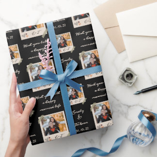 Aangepaste foto | Naam | Trouwdatum Cadeaupapier