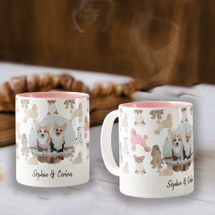 Aangepaste foto naam voor hondenliefhebbers Huis Tweekleurige Koffiemok