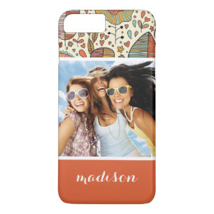 Aangepaste foto & naam zomer bladeren patroon iPhone 8 plus / 7 plus hoesje