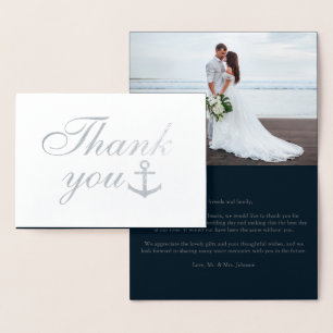 Aangepaste foto Nautical Wedding bedankt Echt Folie Kaarten