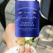 Aangepaste foto Navy Blue Metallic Afstuderen Handwaaier