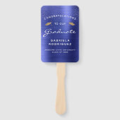 Aangepaste foto Navy Blue Metallic Afstuderen Handwaaier (Voorkant)