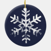 Aangepaste foto-navy Snowflake Circle Ornament (Achterkant)