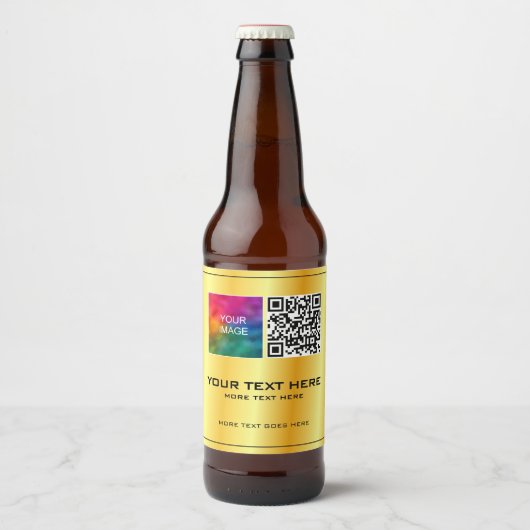 Aangepaste foto- of bedrijfslogo QR-code sjabloon Bier Etiket (Voorkant)