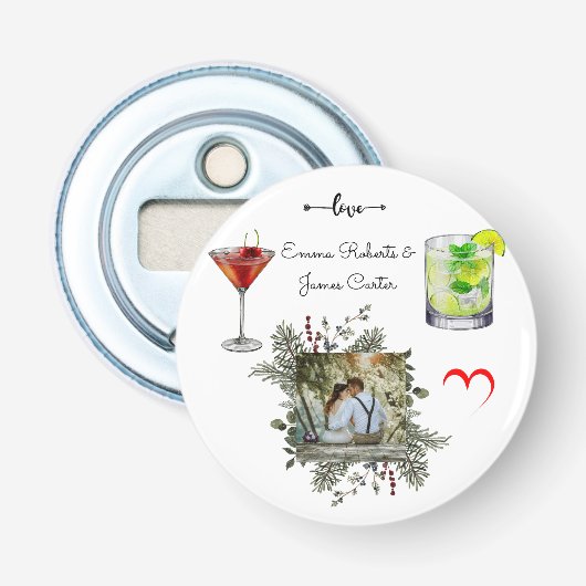 Aangepaste foto- of naamhouder button flesopener (Voorkant)
