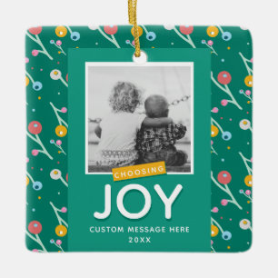 Aangepaste foto om Joy Holiday Berries te kiezen Keramisch Ornament