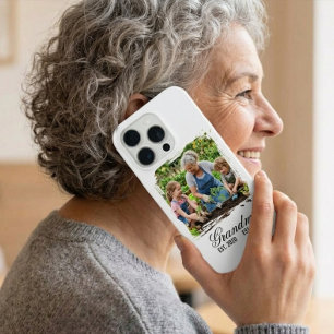 Aangepaste foto oma opgericht elegante script iPhone 15 pro hoesje