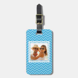 Aangepaste foto-ondergrond van Chevron Pattern Bagagelabel