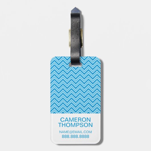 Aangepaste foto-ondergrond van Chevron Pattern Bagagelabel (Achterkant verticaal)