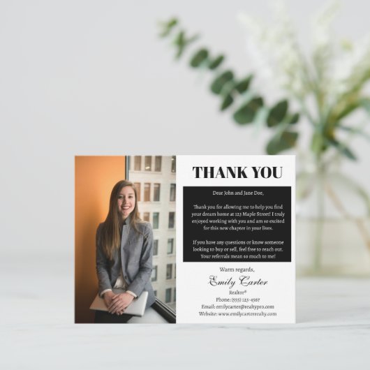 Aangepaste foto onroerend goed dank u briefkaart (Staand voorkant)