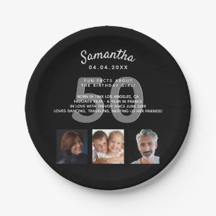 Aangepaste foto op feestdag: zwart wit papieren bordje