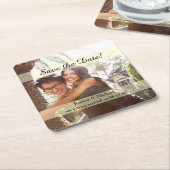 Aangepaste foto Opslaan Datum Vierkante Kartonnen Onderzetter (Schuin)