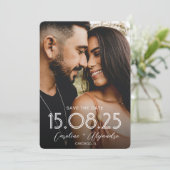 Aangepaste foto-overlay trouwwebsite QR-code Save The Date (Staand voorkant)