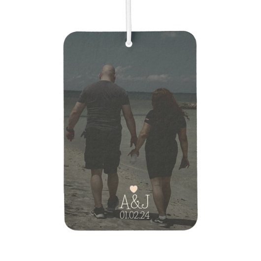 Aangepaste Foto Paar Gift Jubileum Initiaal Auto Luchtverfrisser (Voorkant)