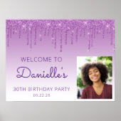 Aangepaste Foto Paarse Glitter 30e Verjaardag Welk Poster (Voorkant)