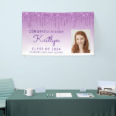 Aangepaste foto Paarse glitter Drip Afstuderen Spandoek (Beurs)