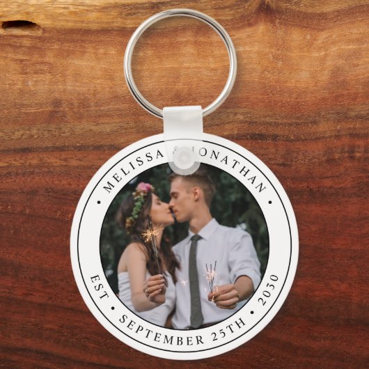 Aangepaste foto-Pas getrouwd Paar naam Oost-datum  Sleutelhanger (Voorkant)