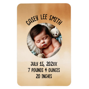 aangepaste foto pasgeboren baby beige aquarel magneet