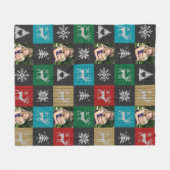 Aangepaste Foto Patchwork Kersttrui Fleece Deken (Voorkant (Horizontaal))