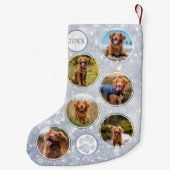 Aangepaste foto Pet Dog Silver Kleine Kerstsok (Achterkant)