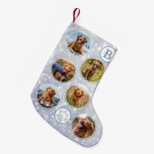 Aangepaste foto Pet Dog Silver Kleine Kerstsok (Voorkant (Hangend))