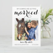 Aangepaste foto Pet Equestrian Wedding Save The Date (Staand voorkant)