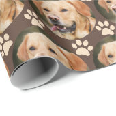 Aangepaste foto Pet Photo Pattern Dog Cadeaupapier (Rol Hoek)