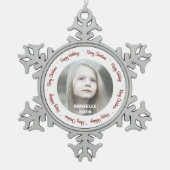 Aangepaste foto Pewter Snowflake Ornament (Voorkant)