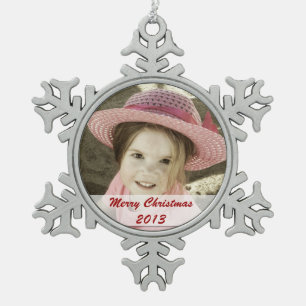 Aangepaste foto-pewter-snowflake-versieringen tin sneeuwvlok ornament