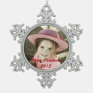 Aangepaste foto-pewter-snowflake-versieringen tin sneeuwvlok ornament