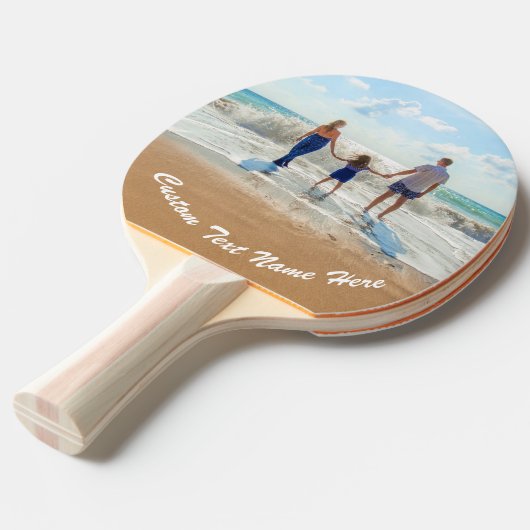 Aangepaste foto Ping Pong Paddle met tekstnaam Tafeltennisbatje (Voorkant Gekanteld)