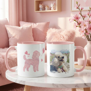 Aangepaste foto Poodle Valentijnsbeker met naam Mok