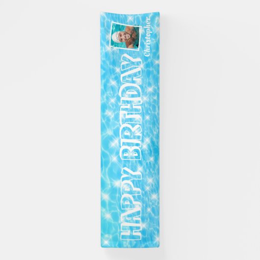 Aangepaste foto Pool verjaardagsfeest Pool water r Spandoek (Verticaal)