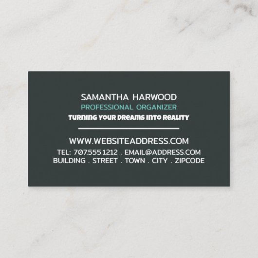 Aangepaste foto, professionele organisator visitekaartje (Achterkant)