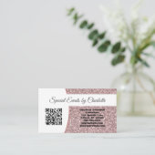 Aangepaste foto Professionele roze Glitter QR-code Visitekaartje (Staand voorkant)