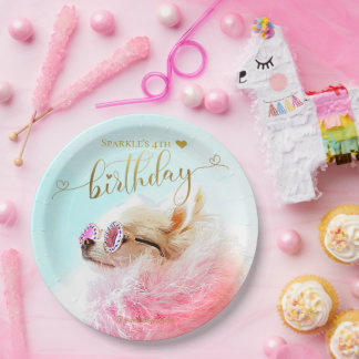 Aangepaste foto Puppy Dog Birthday Party Papieren Bordje