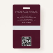 Aangepaste Foto & QR Code Professionele ID Badge (Achterkant)